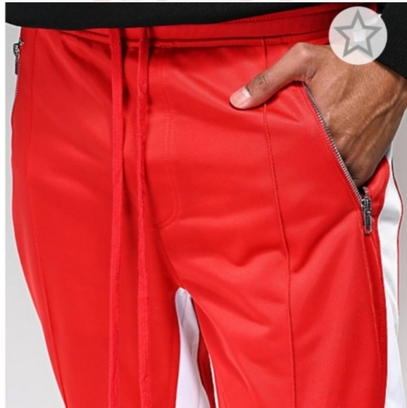 Ninth Hall Men's Track Pants Joggers Red And White - Picture 4 of 6